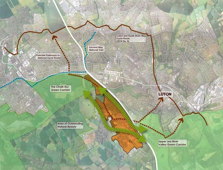 Local context: green infrastructure Bushwood Masterplan: A Vision for Luton and Dunstable Green infrastructure links The development of Bushwood would make an important contribution to the South