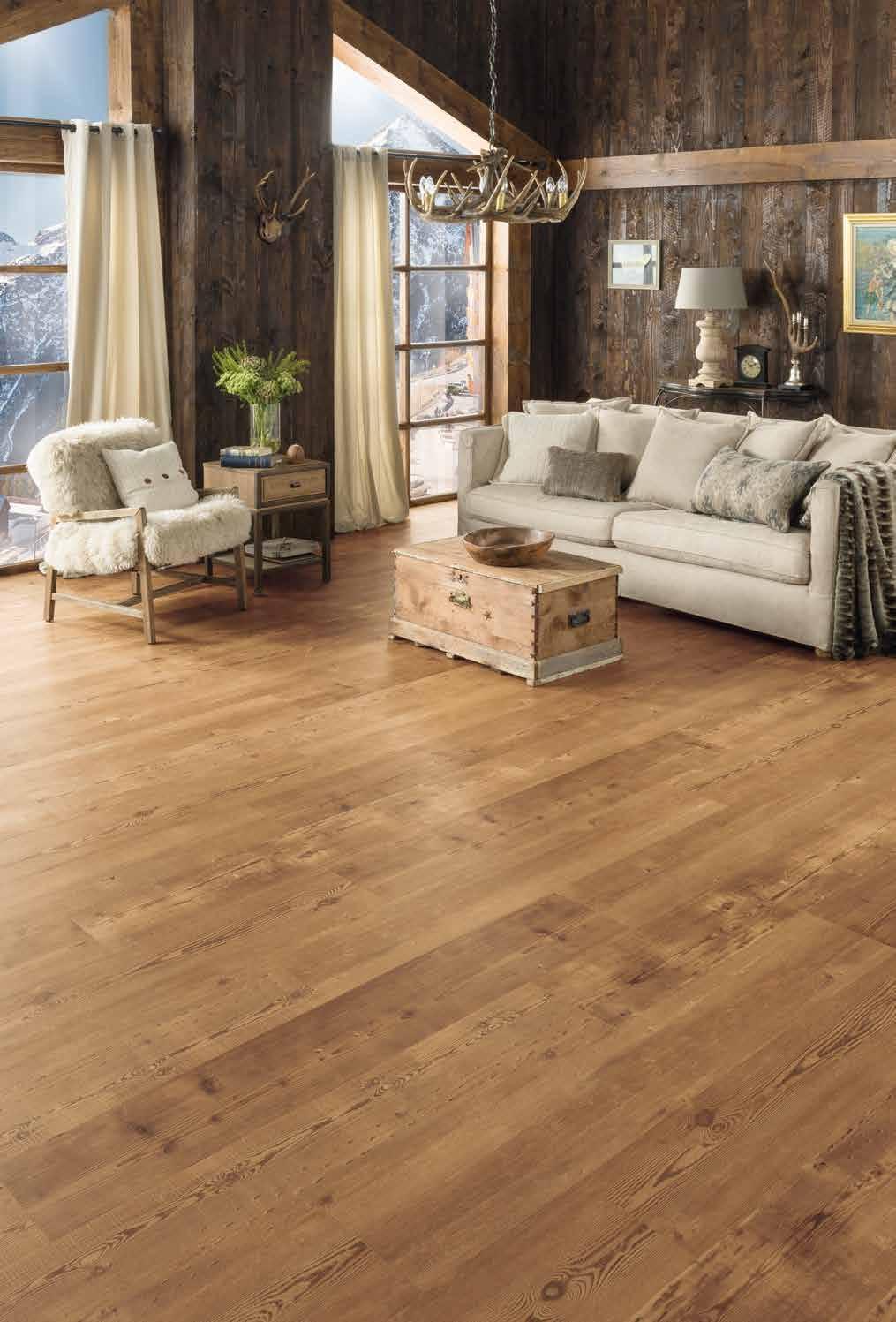 Reclaimed Heart Pine provides the authentic, rustic appearance of unfinished