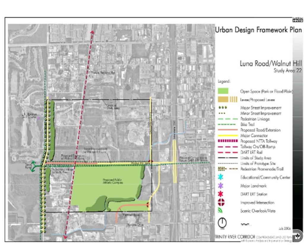 Trinity River Comprehensive Land Use Plan Study Area 22: Luna Road/Walnut Hill The Urban Design Framework Plan for this area emphasizes streetscape