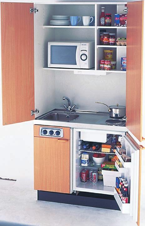 hideaway mini-kitchen These mini-kitchens are particularly suitable for one room living areas, where the kitchen is hidden from view and can be used to co-ordinate with other items of