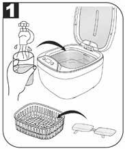 CLEANING METHODS REGULAR CLEANING USE TAP WATER ONLY Cleaning Method: 1. Put the items to be cleaned inside the basket and put the basket inside the tank. 2.