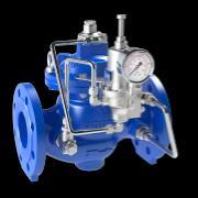 When the pressure on the valve exceeds a pre-set value, the valve opens, modulating the flow rate automatically in order to generate a pressure drop, which is necessary to keep the required inlet