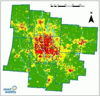 Examples of Land Use Scenarios: Columbus Region Existing Scenario I Scenario II Relationship to the Regional Transportation Planning The spatial pattern depicting any given land use scenario affects