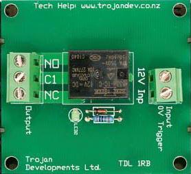 TDL-1RB One Way Relay Board The TDL-1RB is an 8 Amp Relay Board. It has 1 x 12Vdc input that switches a single pole double throw relay.