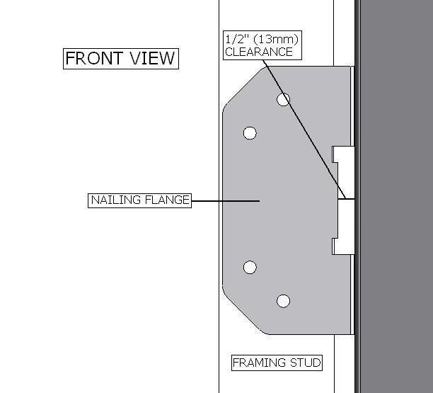 Secure with screws (provided in components packet) through slots in nailing flanges. 3. Bend perforation on nailing flange until parallel with fireplace face. Do not bend toward fireplace face. 4.