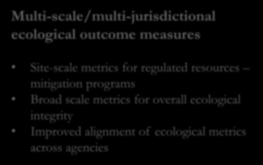 mitigation programs Broad scale metrics for overall