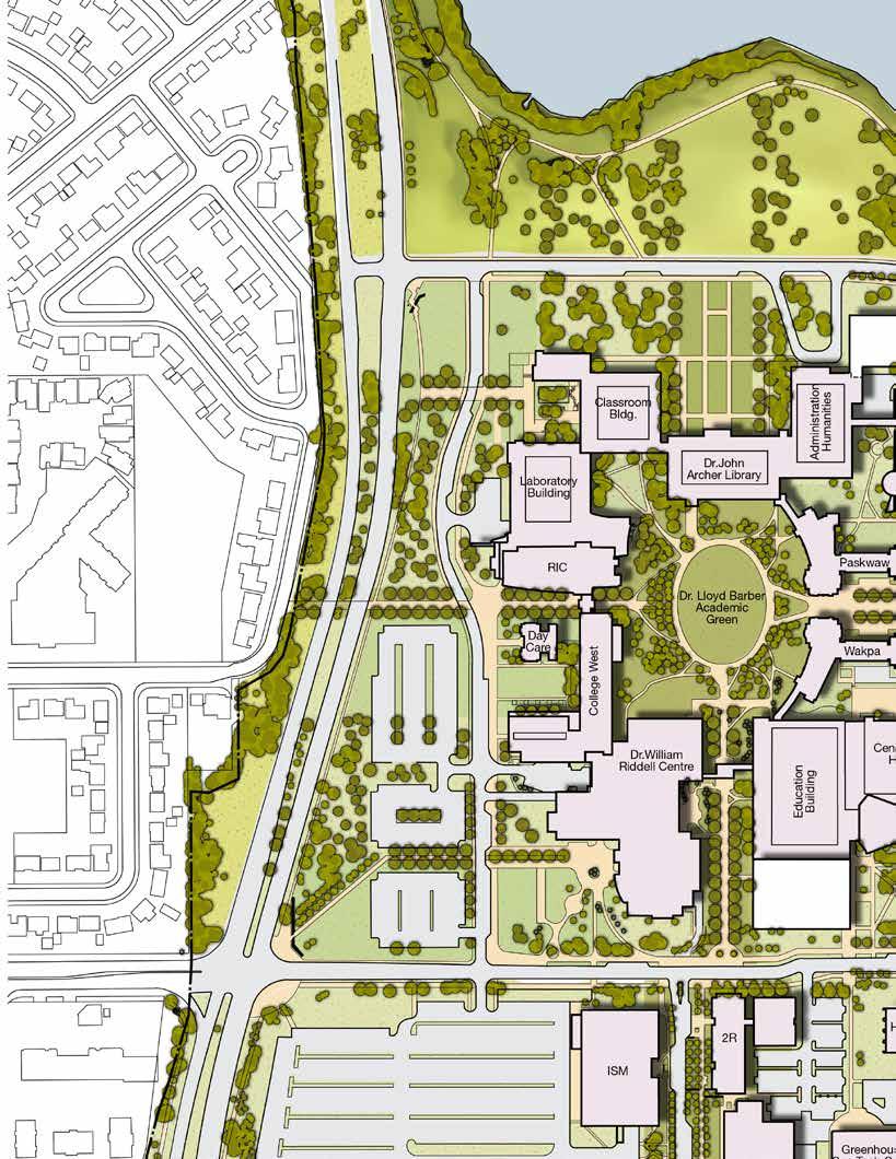 4.15 Composite Plan: Mid-Range - 25 Years The following illustrations combine the preceding component plans, to provide an overall composite picture of the potential organization of the campus in