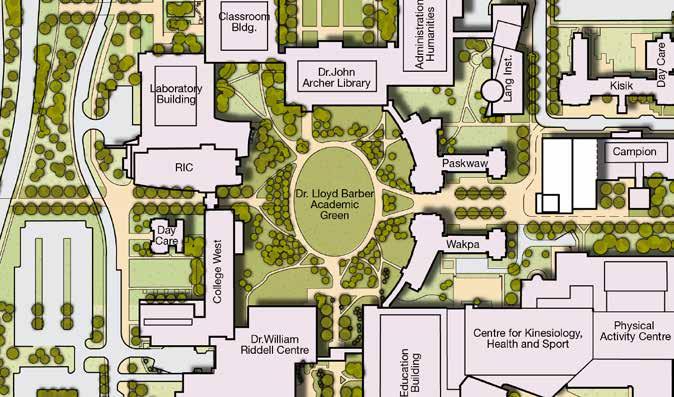 4.3 Dr. Lloyd Barber Academic Green First proposed in 1982 and implemented in 2004, the Dr. Lloyd Barber Academic Green is the largest and most heavily used open space on the main campus.