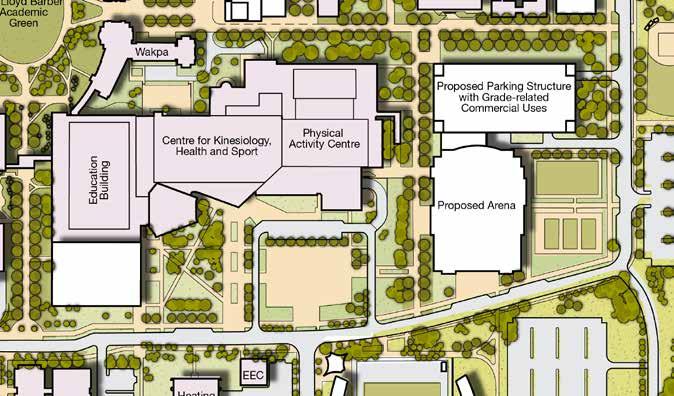 4.6 Athletics Precinct As with many of the previous Master Plans, the current demonstration illustrates new development to the east of the Centre for Kinesiology Health and Sport, with a possible