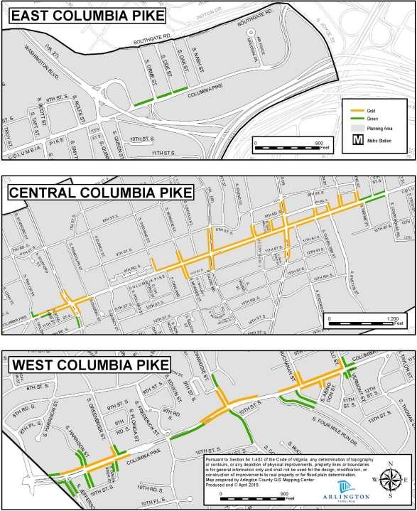 Columbia Pike Where an adopted plan identifies a park or open space at the back of the sidewalk, the retail street type on this
