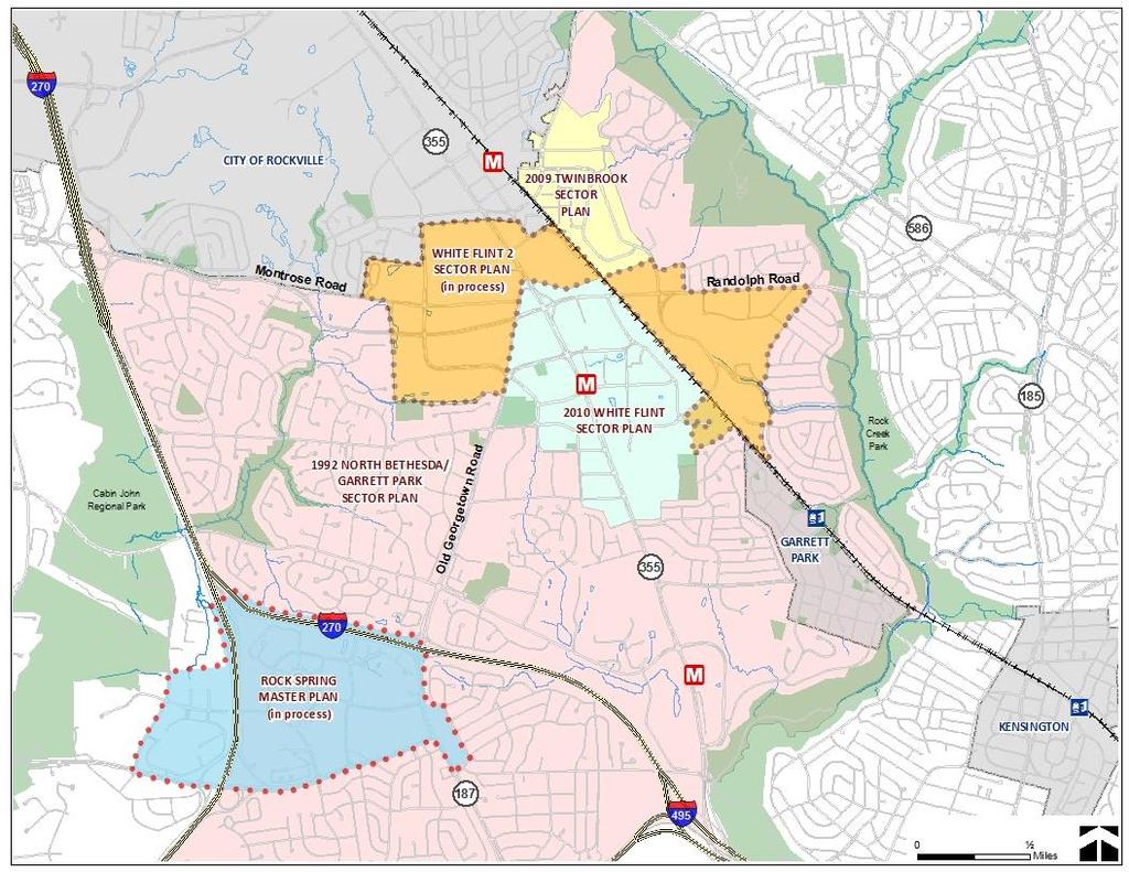 PLANNING FRAMEWORK The majority of the proposed Rock Spring Master Plan area was included in the 1992 North Bethesda/Garrett Park Sector Plan.