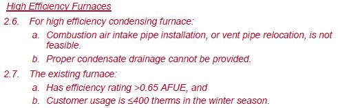measure criteria Added repair/replacement policies for HE condensing furnaces (new measure):
