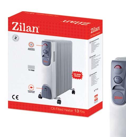 ZLN2104 ZLN2135 1500W 2 speed levels Adjustable thermostat 3 heat settings Cord storage Overheat protection 5 oil channel OIL FILLED HEATER 7 FINS