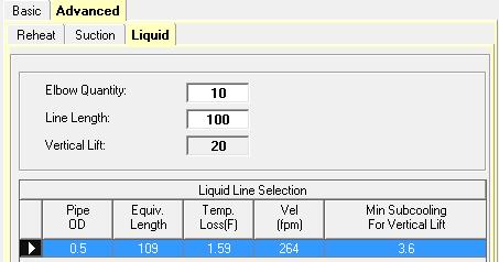Selection Scenario #2 ECat Liquid Line Selection 1/2 Liquid Line is only valid option Liquid