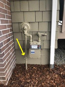 9. Gas Condition Meter located at North side. Main Gas shutoff is located to the lower left of the meter. 10.