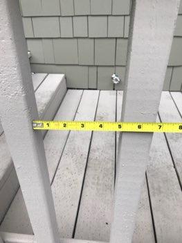 Guardrail balusters/spindles are spaced further than