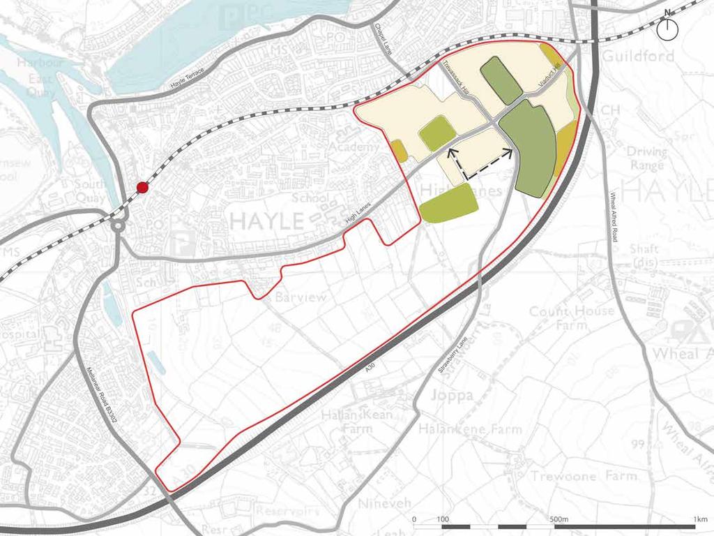 4. Vision plan Phase 1 The plan illustrates the first phase of the proposed strategic development on the edge of Hayle.