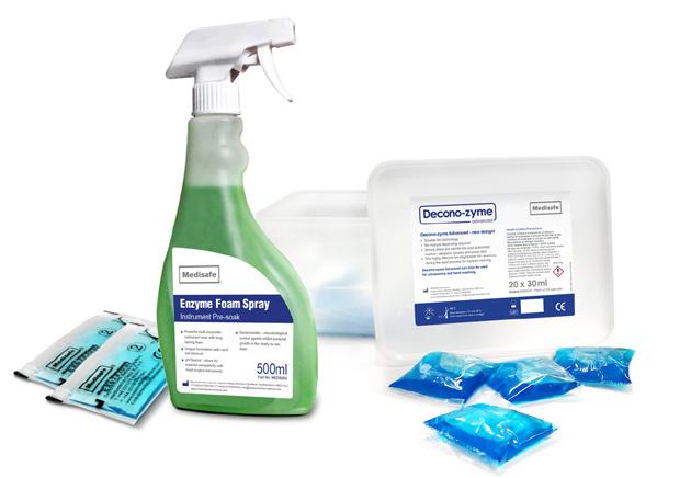 Detergents Cleaning must precede disinfection & Sterilization procedures - APIC Journal Enzyme Foam Spray A Multi-Enzymatic Foam Spray pre-soak for surgical instruments to prevent post-op residual