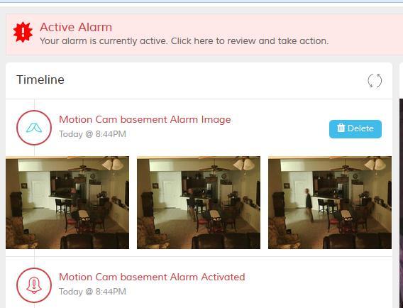 Using the web app for visual verification alarm response Responding to a False or Verified Real alarm event 1 - When an alarm event takes place, the system sends