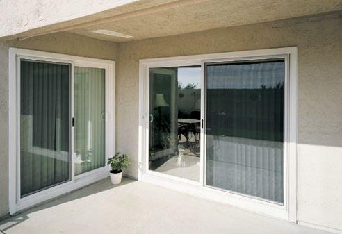 Inside and out, Milgard windows and doors can give before: mill finish aluminum SlidinG door after: white vinyl Sliding patio