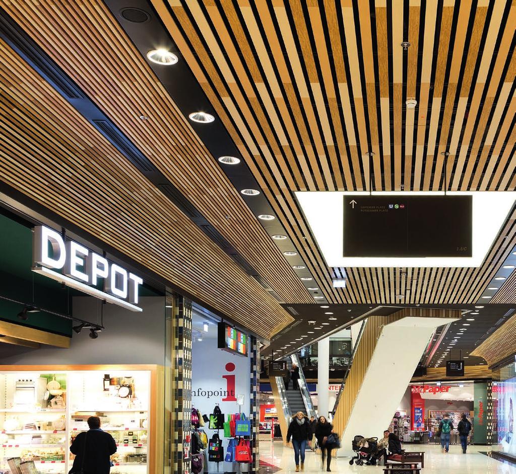 Metal Woodprint Advantages of metal, with the ambience of wood Combine the proven advantages of the Luxalon Metal ceilings with the natural looks of wood.