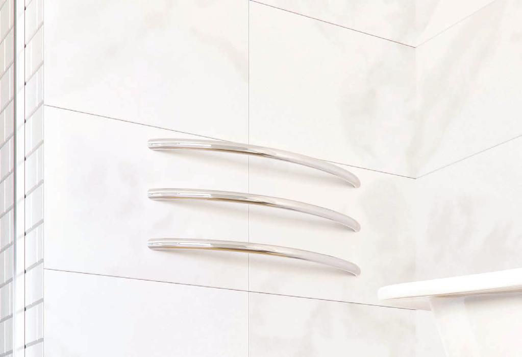 Model shown: HTB-DCR-700 x3 Towel bar - Curved round profile A round curved design profile to compliment a sophisticated bathroom interior.