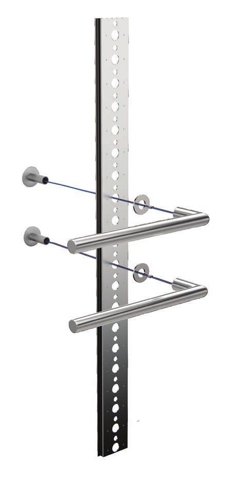 Towel bar mounting system Easy pre-spaced multiple rail installation and cable management for