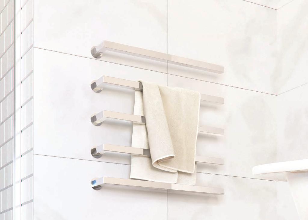 HEATING WALL TOWEL BARS Model shown HTB-SS-600 x5 12V single ended - Square profile Square