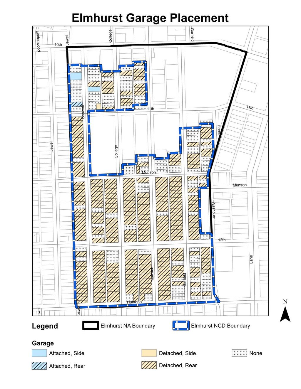 Map 4: Garage Placement Character Neighborhood Conservation District Garage Placement Character refers to where the garage is located in