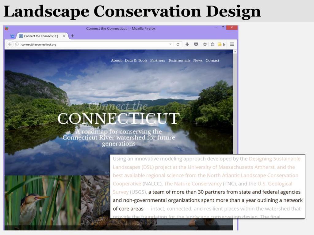 Although IEI and the species models provide a useful way to assess the landscape, and are being used by practitioners, the LCC wanted to build a more formal conservation design.