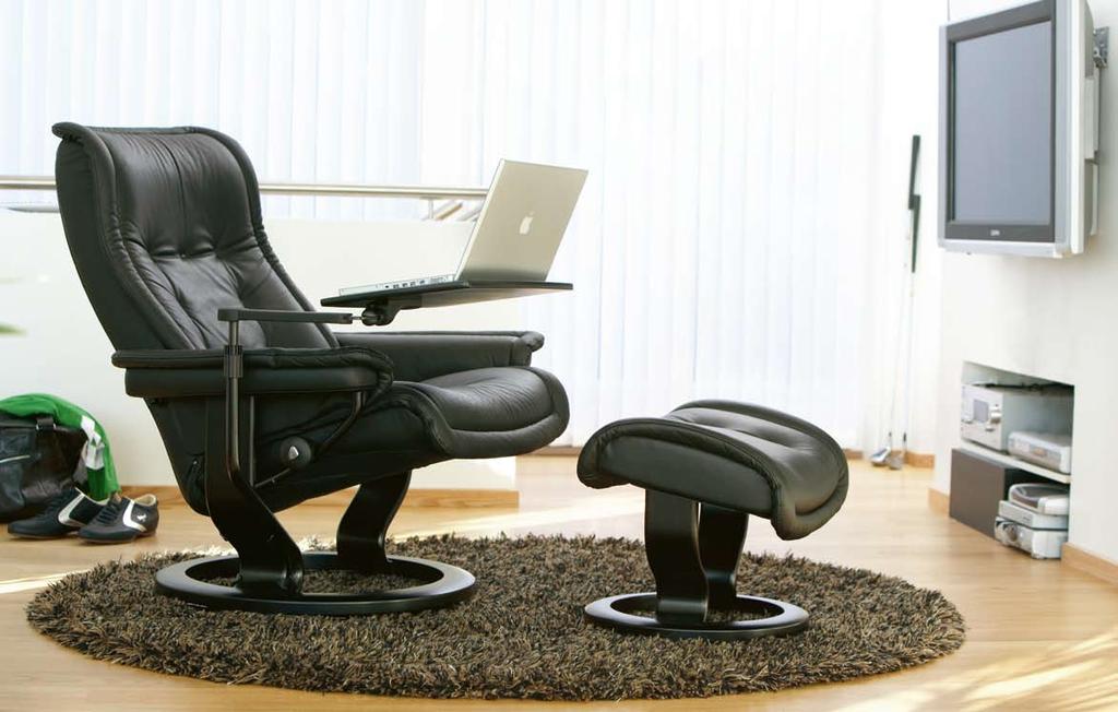 It attaches to any round base Stressless recliner (except Vision, Dream, Spirit and Jazz), and