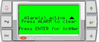 Alarm Key Enter Key Pressing the enter key will display the first page of the alarm logger.