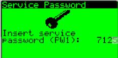 When prompted to enter the Service Password, use the up or down arrow keys and enter the service password of 7125, and press the enter key. 2.