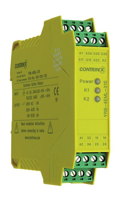 8.12. SAFETINEX SAFETY RELAY YRB-4EML-31S As a part of the Safetinex product line, the safety relay YRB-4EML-31S can be used to connect YBB/YBBS protective devices to the machine control system.