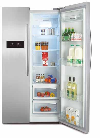 door and handle] PERFORMANCE --Super freeze and super cool functions --Electronic touch control with LED display --4 Star freezer [2 star in door storage] --Auto defrost --Frost-free --High