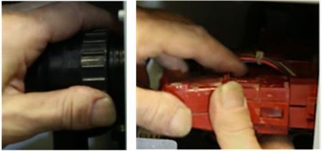 To stop the red LED check light from blinking after the servicing, do the following: a.