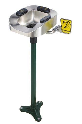OPTIMUS EQUIPMENT OPTIMUS PEDESTAL-MOUNTED Patented, pedestal-mounted eye and facewash. Featuring a highly visible, yellow plastic or corrosion-resistant stainless steel bowl.