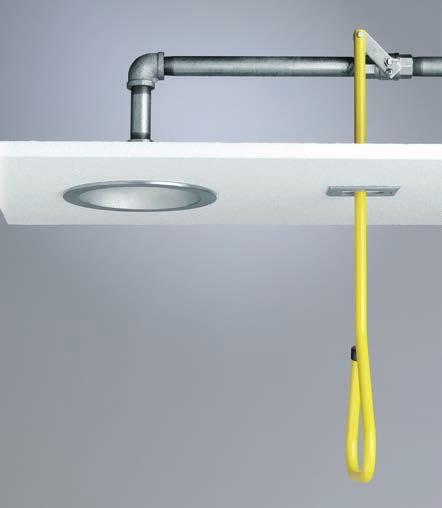 47 WALL-MOUNTED LABORATORY SHOWER Drench shower with either 10-inch flush or drop-down chromeplated shower head.