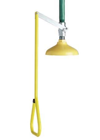 TRADITIONAL DRENCH SHOWERS VERTICAL SHOWER High-performing emergency shower station featuring a highly visible, yellow plastic construction with a stay-open ball valve to allow hands-free operation