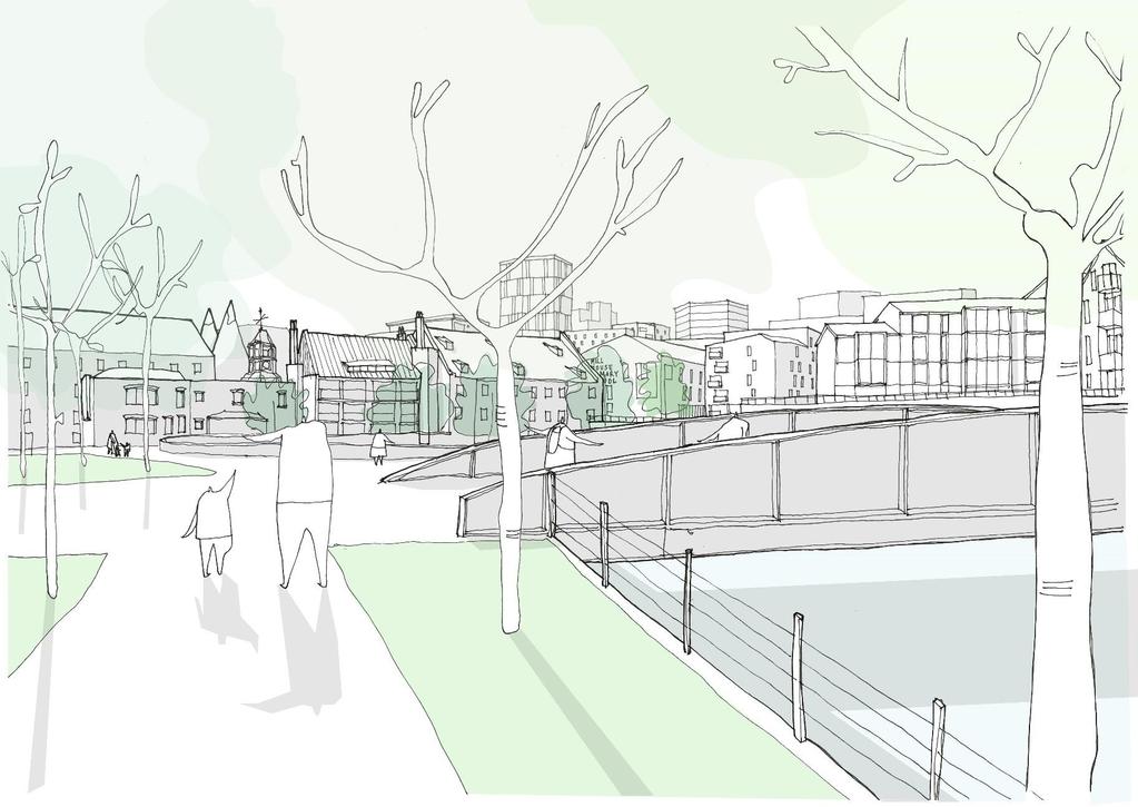 Sketch View D, north of the bridge Proposed View 5.