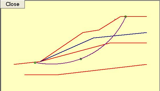 Figure 4-3b. Check the accuracy of the three points on the existing failure surface g. After making any necessary adjustments, run the slope-stability analysis. h.