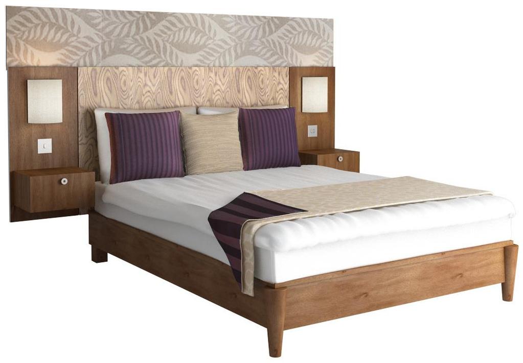 Queen Size Bed W2420, H1250, D339 King Size Bed W2730, H1250, D339 Twin Beds W2420, H1250, D339 Bed Bases Stylish walnut veneered bed base with