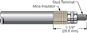 .430" diameter heater has 10-32 screw terminals Type T7 Ceramic Insulator.