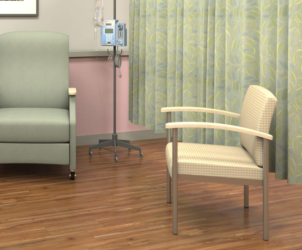 Patient seating options are available for use in treatment and patient rooms. Recliners and sleepers from the Conover collection coordinate to complete the environment.