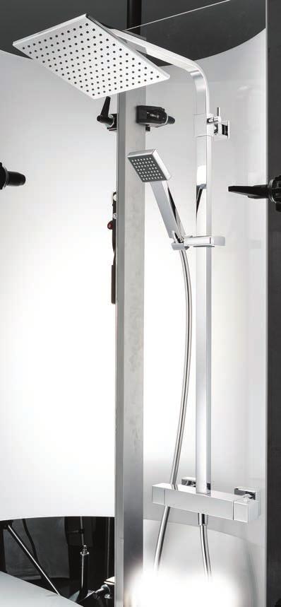 PREMIERTECH COOL TOUCH THERMOSTATIC SQUARE BAR VALVE WITH INTEGRAL DIVERTER & SHOWER KIT INCLUDING 250MM SQUARE ULTRA THIN BRASS OVERHEAD ROSE PTC748K1 424.