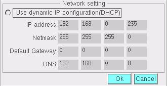 NETWORK SETTINGS Selecting network settings in the System Setup menu displays the following menu: IP Address Selecting IP address in the Network Settings menu displays the Network setting dialogue