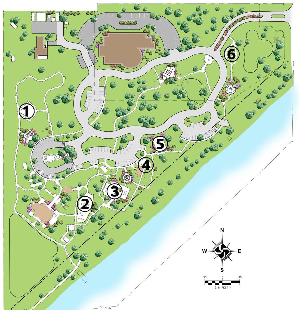 SITE PLAN/AERIAL PHOTOGRAPH: The revised Master Plan of the Park includes provisions for a new museum building and nearly twenty memorials.