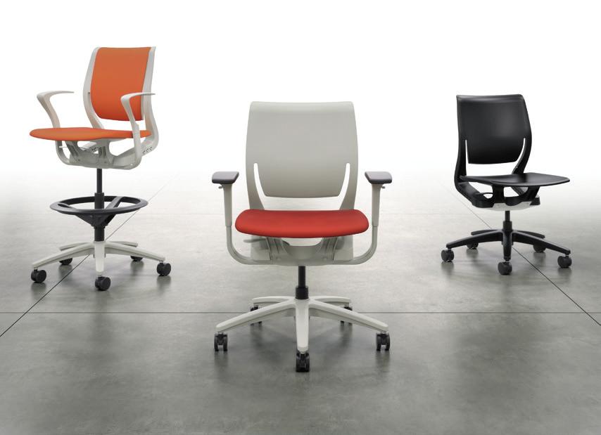 VERSATILITY THROUGH SIMPLICITY Adaptable like no other chair, Purpose s sleek design works everywhere, and with a versatile selection of fabric and finish options, it also fits anywhere.
