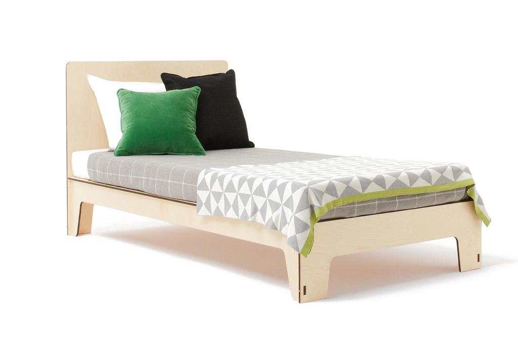KING SINGLE L 205cm W 108cm H 30cm (floor to mattress base) Strong + sturdy European birch plywood features a uniform grain and smooth texture but most importantly it has fantastic durability and