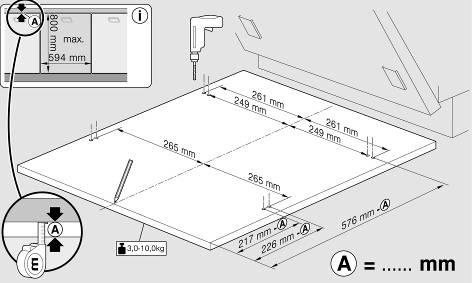 installation instructions. Dimensions for 81 cm models: 1.